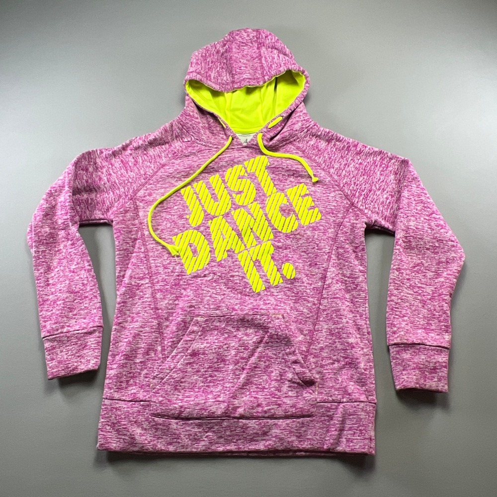 J. America Pullover Hoodie Womens Large Marbled Pink Space Dye Just Dance It